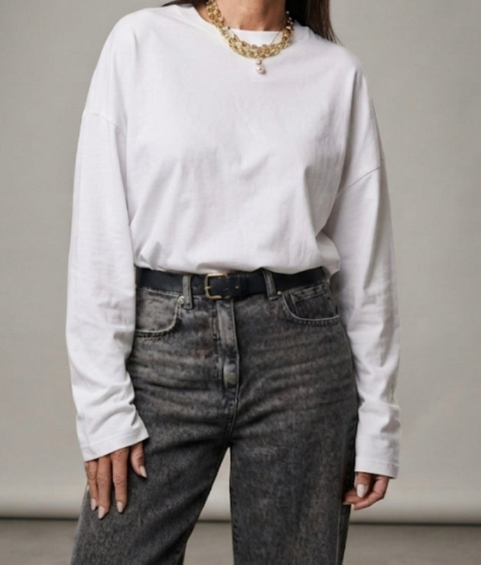 T-shirt over boxy a manica extra-long