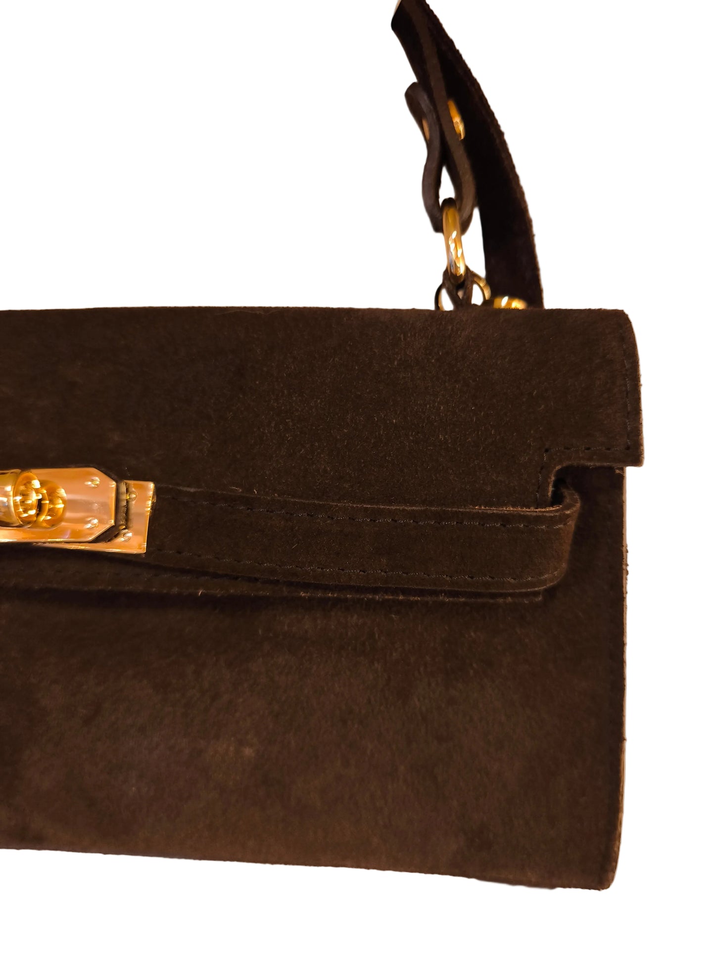 Borsa in pelle scamosciata testa di moro