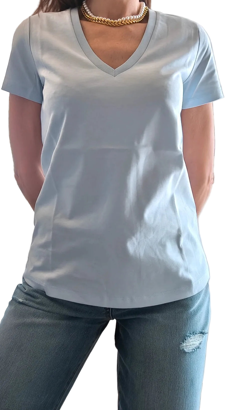 T-shirt New York, rosa, azzurro, nero, bianco