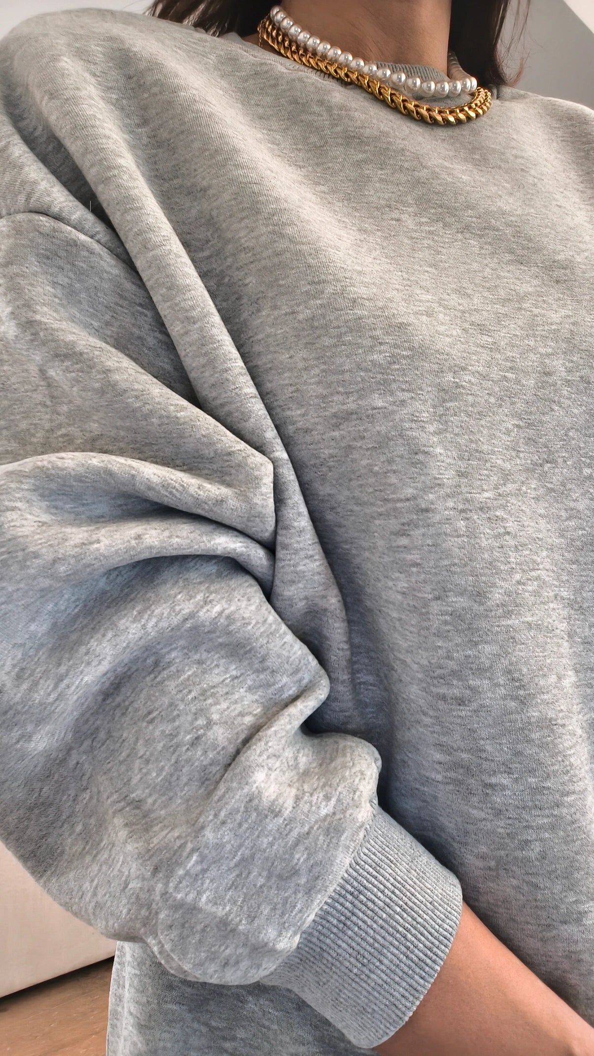 Felpa New York, latte, antracite, grigio