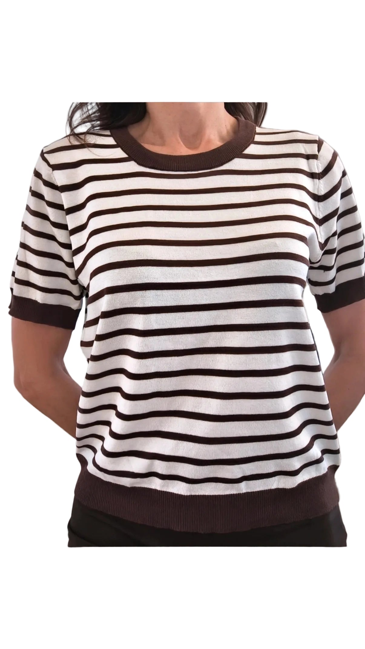 Maglia manica corta Parigi, righe testa di moro