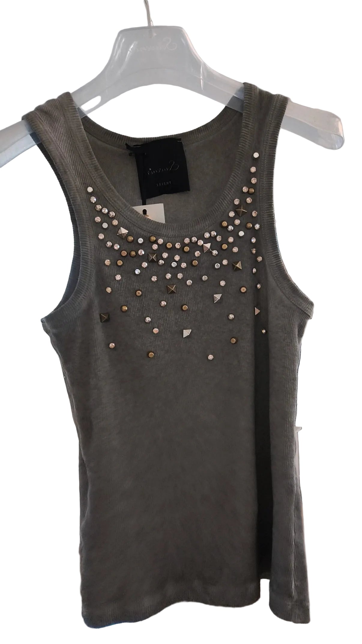 Canotta fango con borchie e cabochon Souvenir