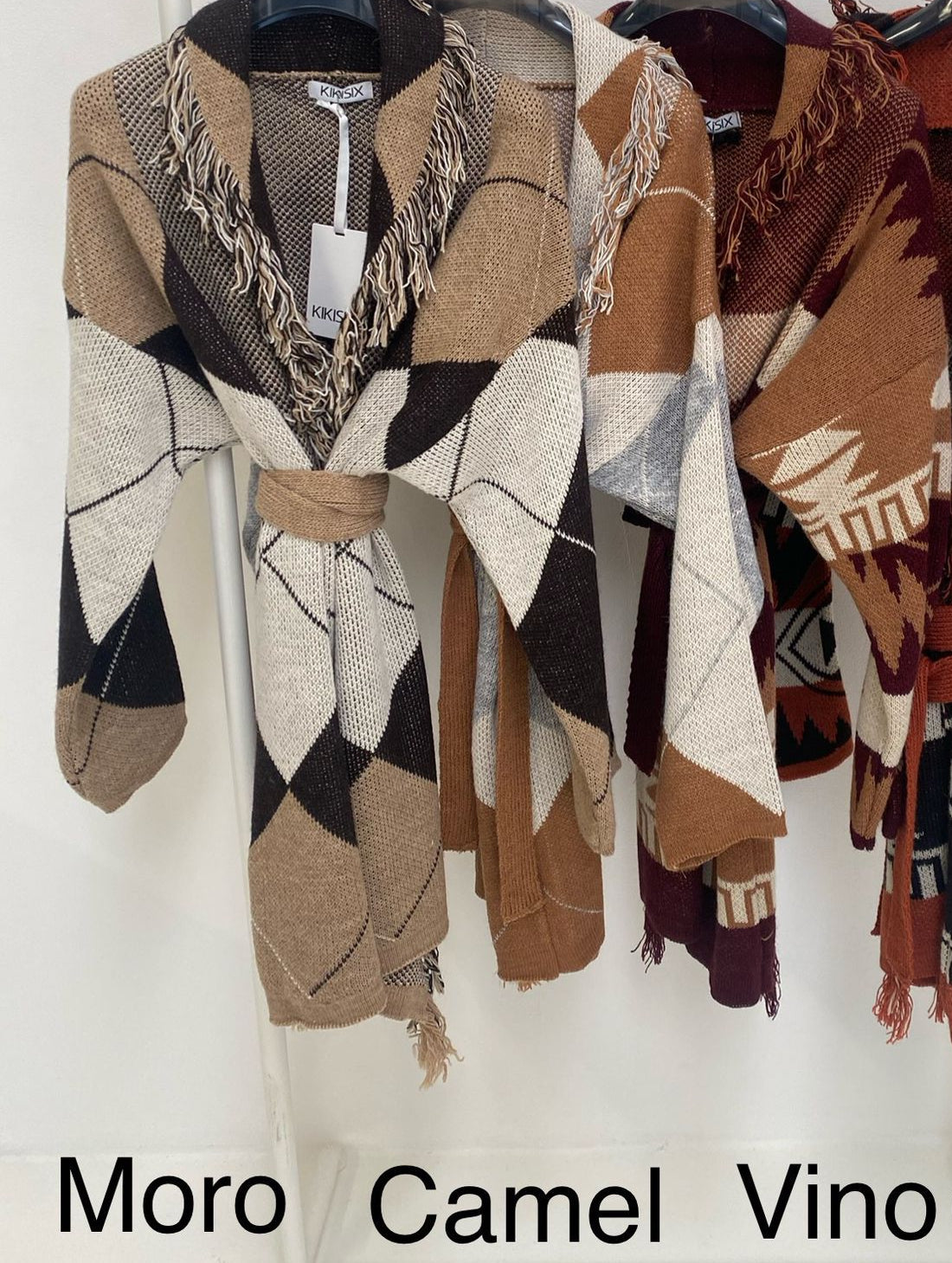 Giacca Kimono Austin, testa di moro/camel/vino