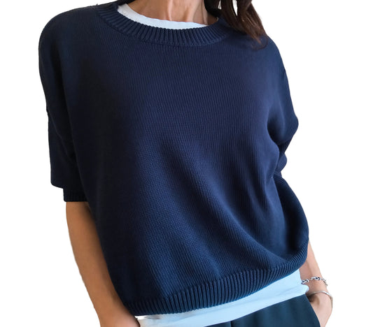 Pullover manica 3/4 Londra, giallo/blu/beige