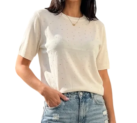 Maglia Strass Olimpia bianco/nero