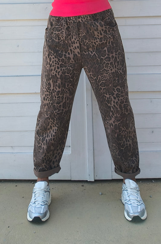 Pantalone leopardato cioccolato
