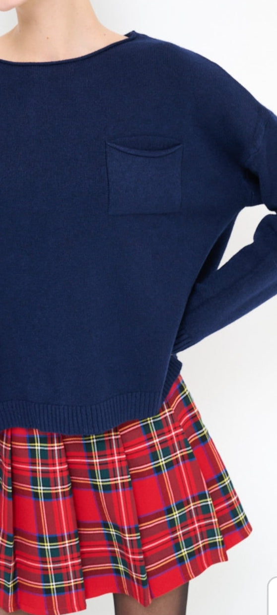 Maglia tasca Austin, nero/blu