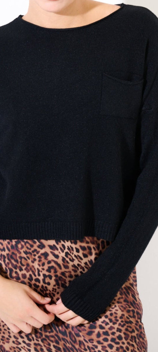 Maglia tasca Austin, nero/blu