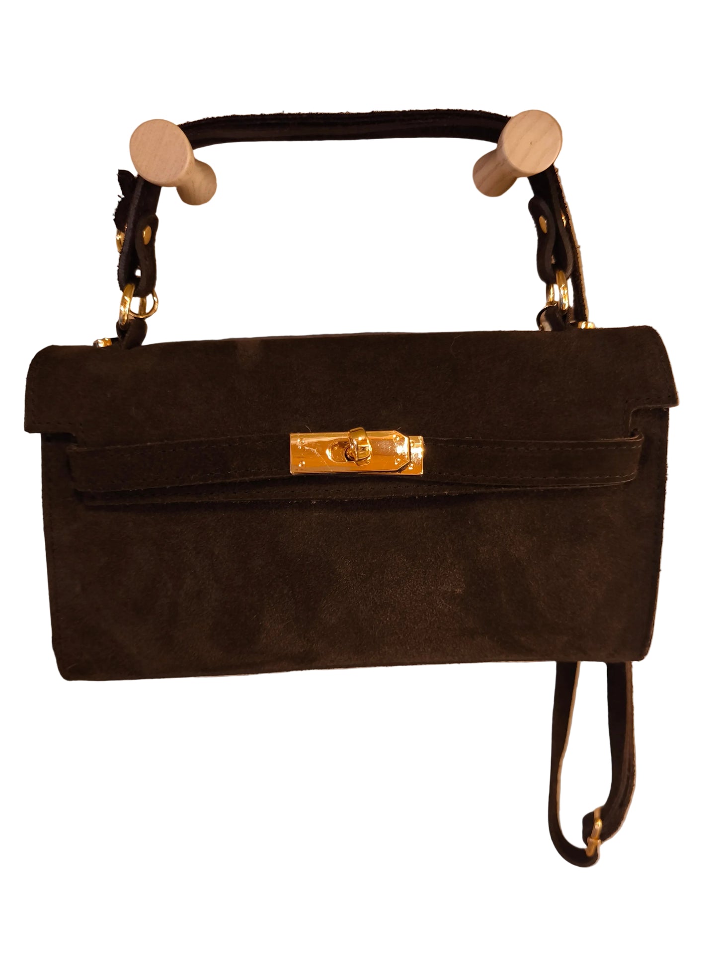 Borsa in pelle scamosciata testa di moro