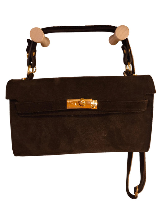 Borsa in pelle scamosciata testa di moro