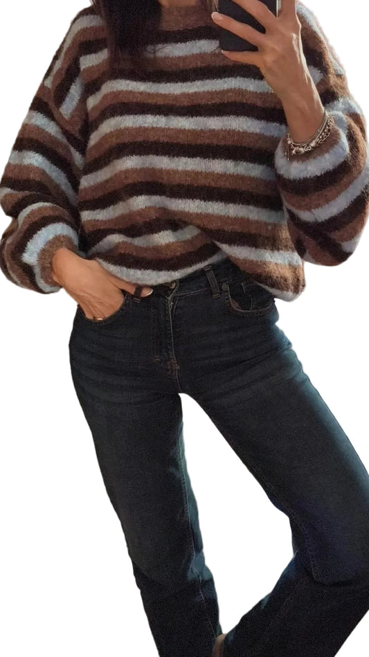 Pullover Curmayer, azzurro/beige